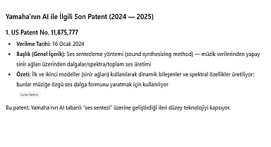 Yamaha GENOS AI İçin Yeni Patentler Satın Alıyor